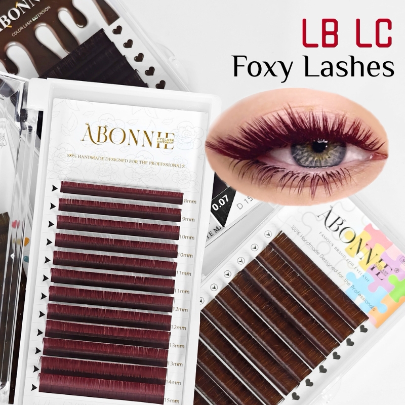 Eyelash Extension Russian - LB LC Burgundy Lashes Czerwone Klasyczne